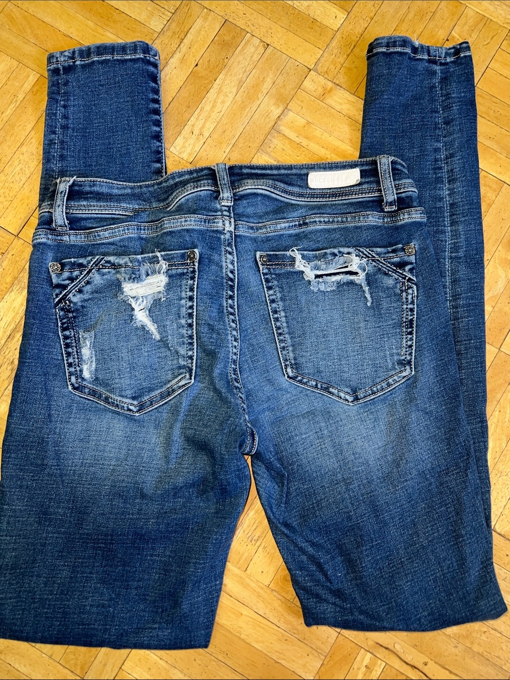 Buckle Indigo Blue Distressed Skinny Jeans